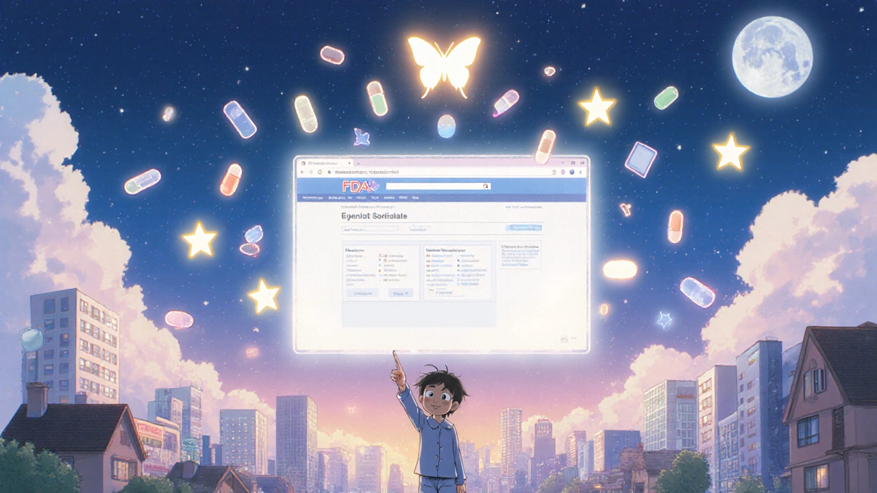 A glowing MedWatch portal in the sky receiving reports from across the city as a butterfly flies toward the moon.