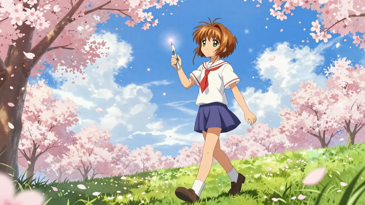 Teenage patient breathing fresh air outdoors with medication pen.