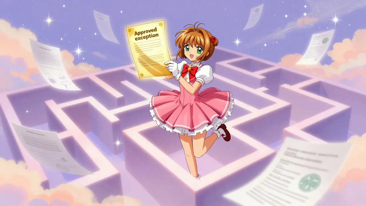 An anime woman triumphantly holding a glowing approved insurance document in a dreamy space.