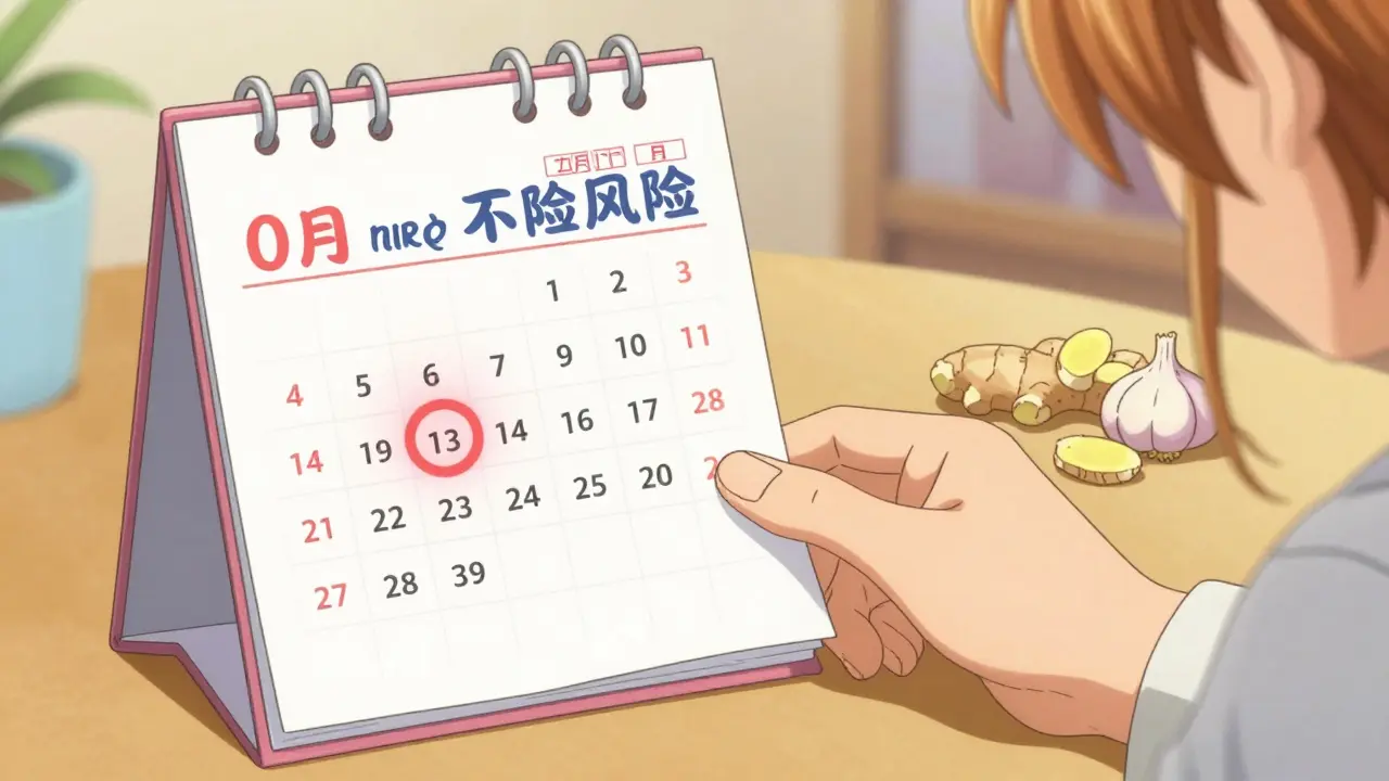 Anime style image of a hand holding a medical chart and a calendar with the fourth week circled.