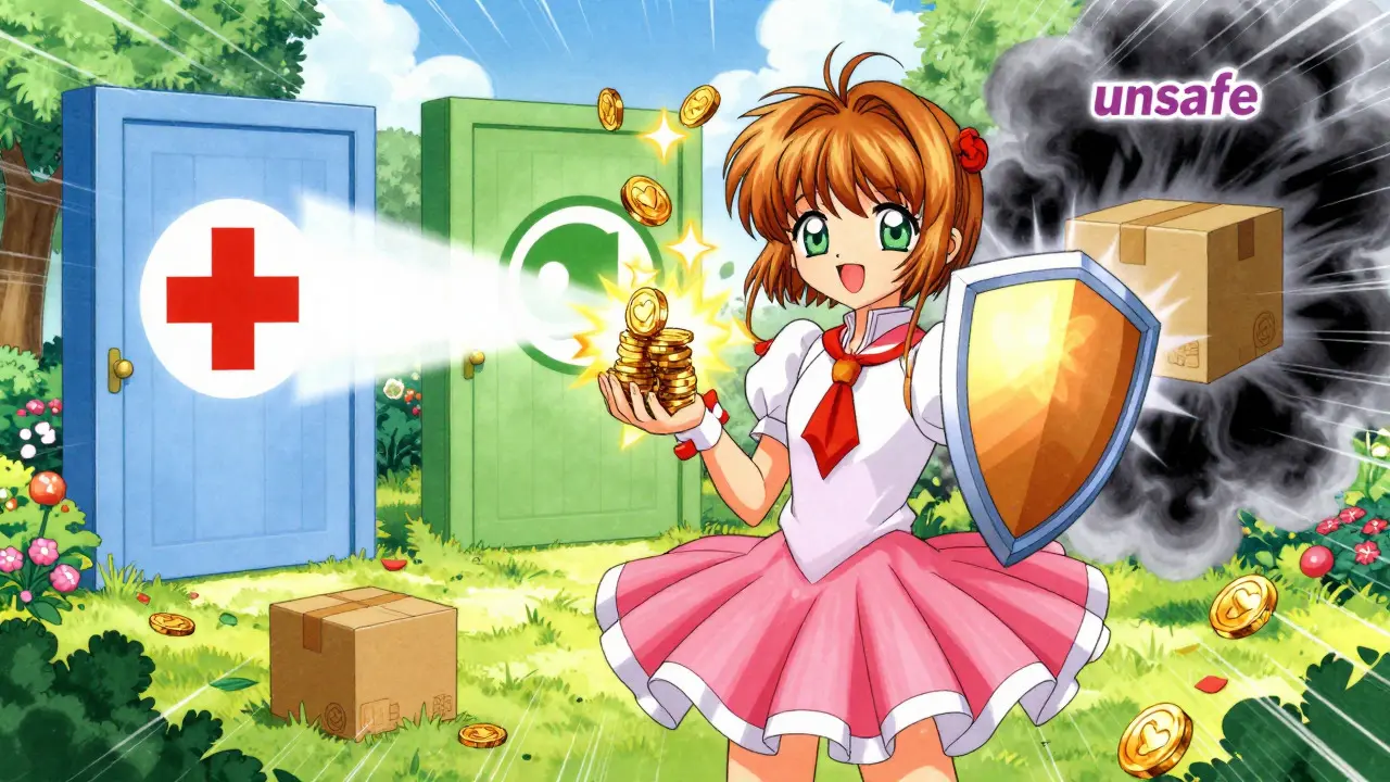 Anime character saving money with smart medication choices